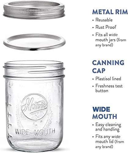 Tebery 12 Stück 16oz Mason Jäger mit Deckel - Vorratsgläser für Marmelade und Honig - Hochwertige Einmachgläser ideal al