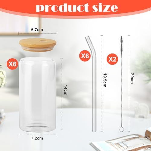  Glas mit Deckel und Strohhalm - Perfect für Iced Coffee und Cocktails - 500ml Trinkgläser Set - Whiskey und Smoothie id