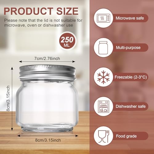  Mason Jar mit Deckeln - Overnight Oats Gläser, 6 Stück 250 ml
| Mason Jar mit Deckeln - Meal Prep Gläser, 6 Stück 250 m