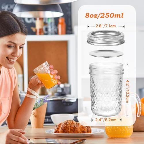 YBCPACK 12 Stück Marmeladengläser mit Schraubdeckel für Joghurt, Honig und Meal Prep, 250ml Glas mit Etiketten und Stift