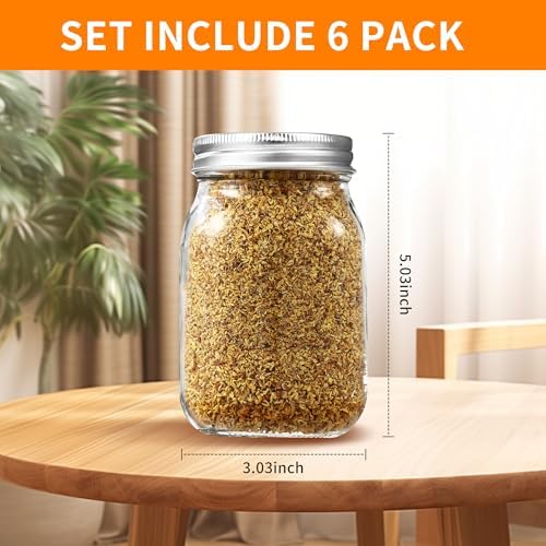6er Einmachgläser mit Schraubdeckel für Haferflocken, Joghurt und Salatdressings, perfekt zum Aufbewahren von Gewürzen (