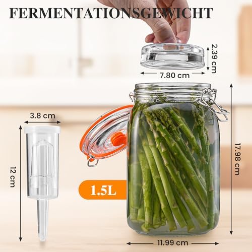  1,5L Fermentierglas zum Gärn von Sauerkraut, Kimchi, Kombucha und Pickles - inklusive Gärventi (2er-Pack)
| 1,5L Fermen