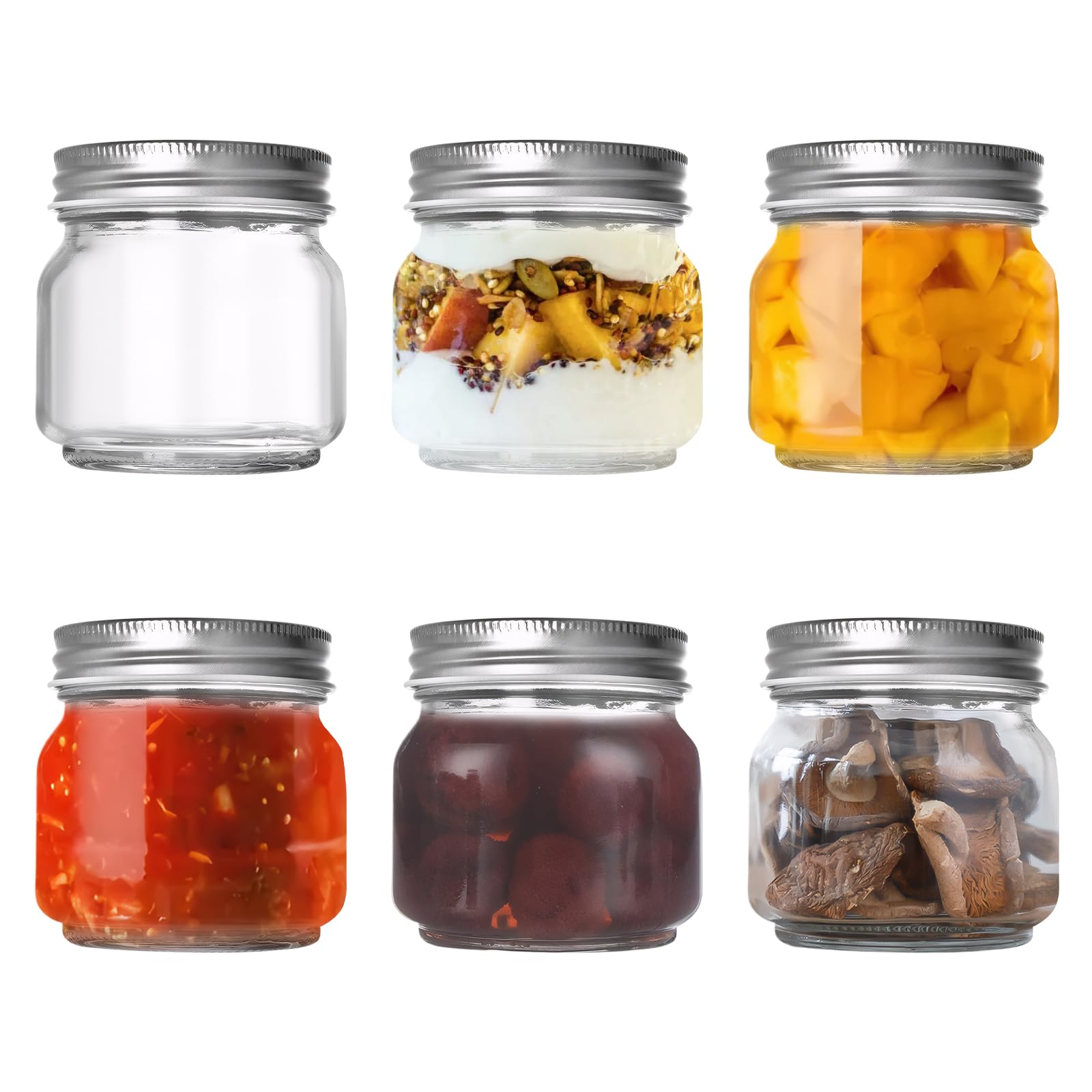  Mason Jar mit Deckeln - Overnight Oats Gläser, 6 Stück 250 ml
| Mason Jar mit Deckeln - Meal Prep Gläser, 6 Stück 250 m