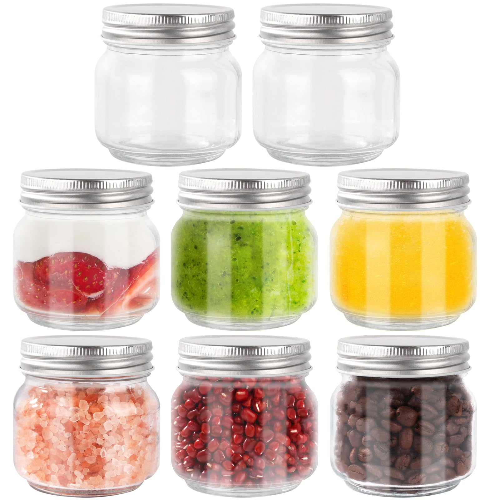 Einmachgläser 250ml mit Schraubdeckel für Overnight Hafergläser und Mealprep, 8stk., Schraubgläser mit Deckel für Eingel