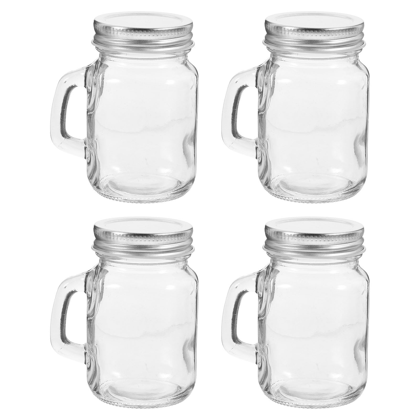  4 Stück Mini Mason Jars mit Griff für Zuhause und Partys
| Glasbehälter mit Deckel ideal für Getränke und Dessert
| Wie