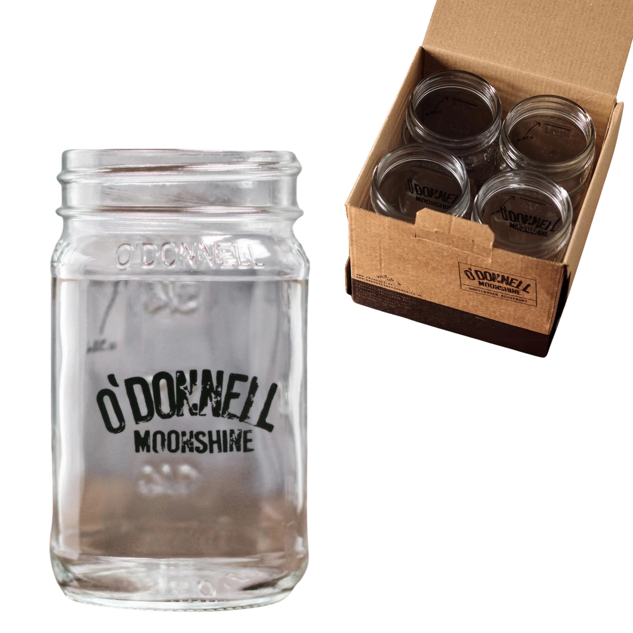 O'Donnell Moonshine Longdrink Gläser Set - Spülmaschinengeeignete Originales Mason-Jar-Design Cocktailschalen für Whiske